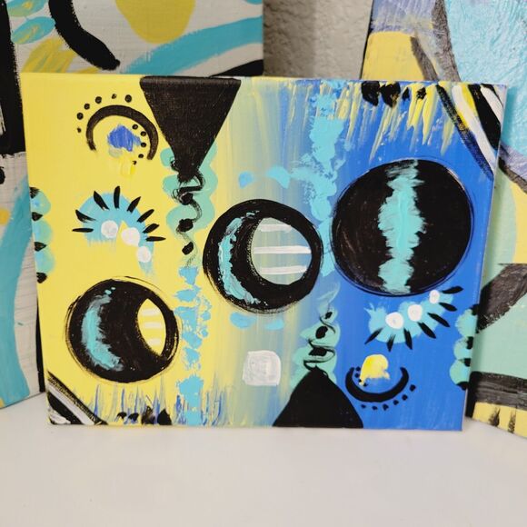 Original Painting Canvas Abstract art Design Floating Atmosphere Set of 3 Modern - Picture 3 of 15